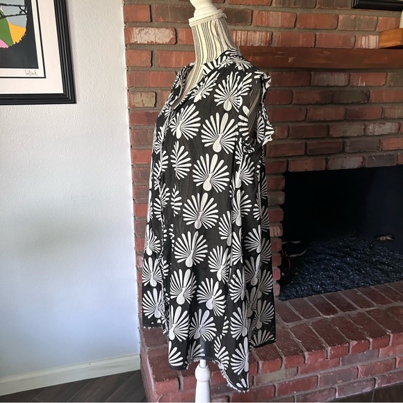Anthropologie Porridge Peacock Boho Tunic Dress Black White Sz M - Picture 5 of 10